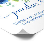 Floral Blue Boy Pacifier Hunt Baby shower Game Poster (Hoek)