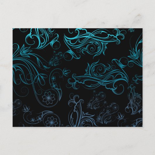Floral Blue Briefkaart (Voorkant)