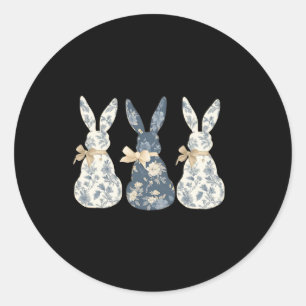Floral Blue Bunny Schattige Happy Easter Day Coque Ronde Sticker