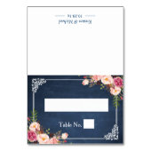 Floral Blue Chalkboard Wedding Place Kaart (Voorkant)