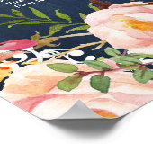 Floral Blue Chalkboard Wedding Seating Chart Poster (Hoek)