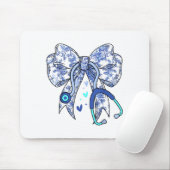 Floral Blue Coquette Bow Nurse Stethoscope Medical Muismat (Met muis)