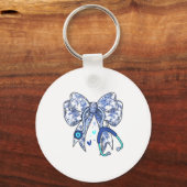 Floral Blue Coquette Bow Nurse Stethoscope Medical Sleutelhanger (Voorkant)