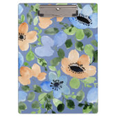 Floral Blue, Coral, Green Waterverf Klembord (Voorkant)