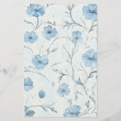 Floral Blue Country Garden Elegant Wedding Menu (Achterkant)