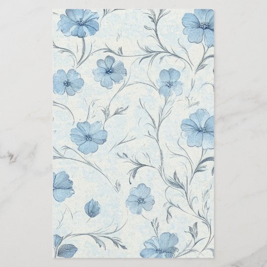 Floral Blue Country Garden Elegant Wedding Menu (Achterkant)