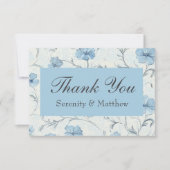 Floral Blue Country Garden Wedding Dank u Bedankkaart (Voorkant)