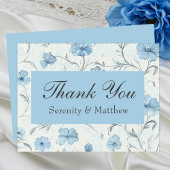 Floral Blue Country Garden Wedding Dank u Bedankkaart