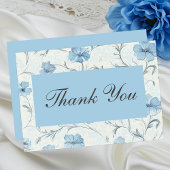 Floral Blue Country Garden Wedding Dank u Bedankkaart