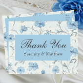 Floral Blue Country Garden Wedding Dank u Uitnodiging Briefkaart