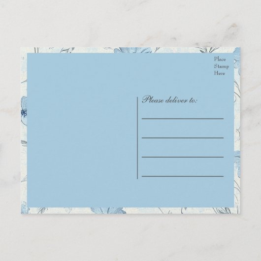 Floral Blue Country Garden Wedding Dank u Uitnodiging Briefkaart (Achterkant)