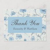 Floral Blue Country Garden Wedding Dank u Uitnodiging Briefkaart (Voorkant)
