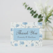 Floral Blue Country Garden Wedding Dank u Uitnodiging Briefkaart (Staand voorkant)