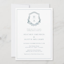 Floral Blue Couple Wedding Shower Kaart