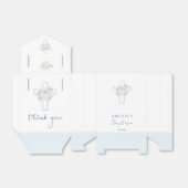 Floral Blue Cross Angel Baptism Bedankdoosjes (Uitgevouwen)