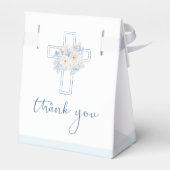 Floral Blue Cross Angel Baptism Bedankdoosjes (Achterkant)