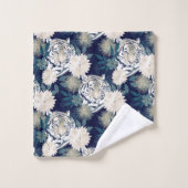 Floral Blue Design Trendy Tiger Animal Waterverf Bad Handdoek (Wasdoekje)