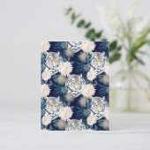 Floral Blue Design Trendy Tiger Animal Waterverf Feestdagenkaart (Staand voorkant)