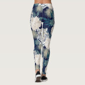 Floral Blue Design Trendy Tiger Animal Waterverf Leggings (Achterkant)