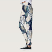 Floral Blue Design Trendy Tiger Animal Waterverf Leggings (Links)