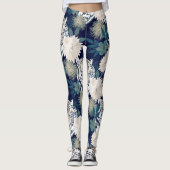 Floral Blue Design Trendy Tiger Animal Waterverf Leggings (Voorkant)