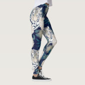 Floral Blue Design Trendy Tiger Animal Waterverf Leggings (Rechts)