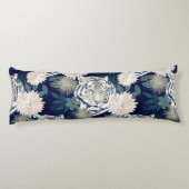 Floral Blue Design Trendy Tiger Animal Waterverf Lichaamskussen (Achterkant)