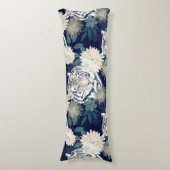 Floral Blue Design Trendy Tiger Animal Waterverf Lichaamskussen (Voorkant Verticaal)