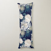 Floral Blue Design Trendy Tiger Animal Waterverf Lichaamskussen (Achterkant (Verticaal))