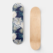 Floral Blue Design Trendy Tiger Animal Waterverf Persoonlijk Skateboard (Voorkant)