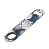 Floral Blue Design Trendy Tiger Animal Waterverf Speed Flessenopener (Voorkant Gekanteld)