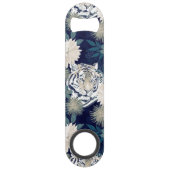 Floral Blue Design Trendy Tiger Animal Waterverf Speed Flessenopener (Achterkant)