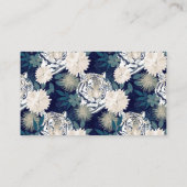 Floral Blue Design Trendy Tiger Animal Waterverf Visitekaartje (Achterkant)