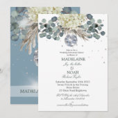 Floral Blue Disco Ball Elegant Wedding Rehearsal Kaart (Voorkant / Achterkant)