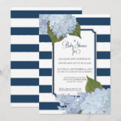  Floral Blue Elegant Navy White Baby shower Kaart (Voorkant / Achterkant)