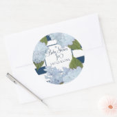  Floral Blue Elegant Navy White Baby shower Ronde Sticker (Envelop)