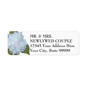 Floral Blue Elegant Navy White Name Address Etiket