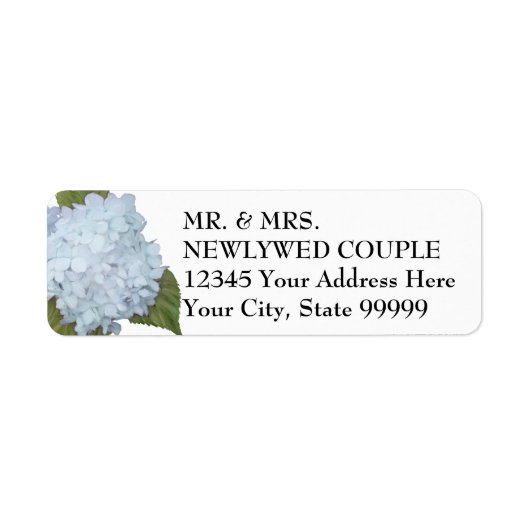  Floral Blue Elegant Navy White Name Address Etiket (Voorkant)