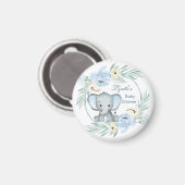 Floral blue Elephant Baby shower Magneet (Voorkant / Achterkant)