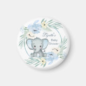 Floral blue Elephant Baby shower Magneet (Voorkant)