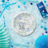 Floral blue Elephant Baby shower Paper Bord (Feest)