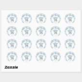 Floral Blue Elephant Baby shower Ronde Sticker (Vel)