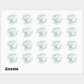Floral blue Elephant Baby shower Ronde Sticker (Vel)