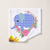 Floral Blue Elephant Bath Towel sets Bad Handdoek (Wasdoekje)