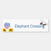 Floral Blue Elephant Crossing Bumpersticker (Voorkant)