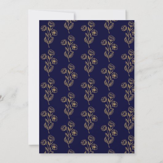 Floral Blue en Gold Moslim Islamitisch Verloving Kaart (Achterkant)