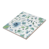 Floral Blue en Green Seamless Ceramic Tegel Tegeltje (Zijkant)