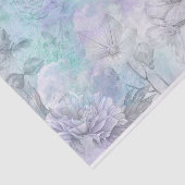 Floral Blue en Lavendel Waterverf Design Tissuepapier (Detail)