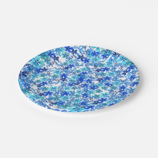 Floral Blue en Turquoise Garden Paper Bord (Gekanteld)