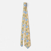 Floral Blue en Yellow Flowers Stropdas Necktie (Achterkant)